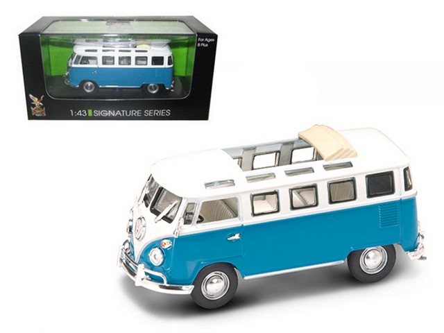 43208bl 1962 Volkswagen Microbus Van Bus Blue With Open Roof 1-43 Diecast Car