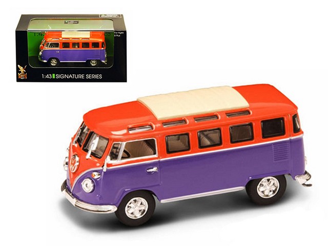 43209or 1962 Volkswagen Microbus Van Bus Orange Purple 1-43 Diecast Car
