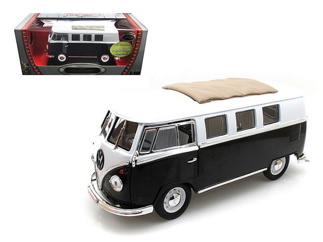 82327bk 1962 Volkswagen Microbus Black With Sliding Fabric Sunroof Limited Edition To 600 Piece 1-18 Diecast Model