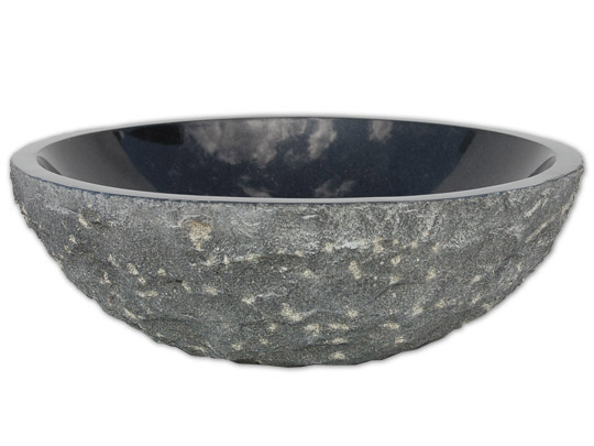 Eb-s001bk-p Stone Vessel Black Granite Vessel Sink, Polished Interior