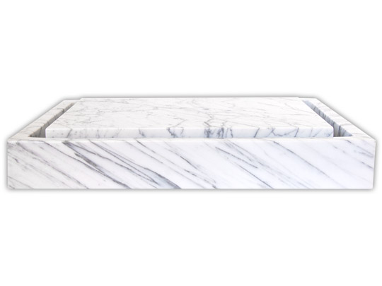 Eb-s006cw-p Rectangular Infinity Pool Sink, White Carrara Marble