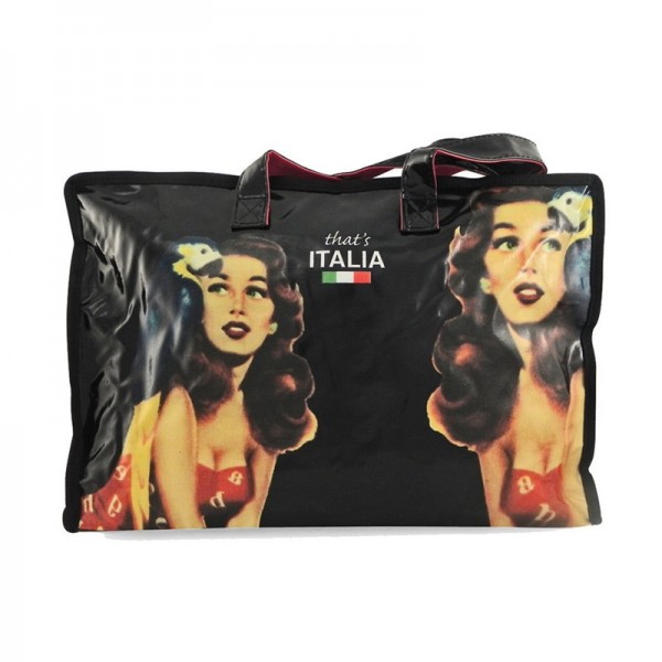 Thbo02 Shopper Pin Up Tote Bag - Black & Red - 11.8 X 4.7 X 17.7 In.