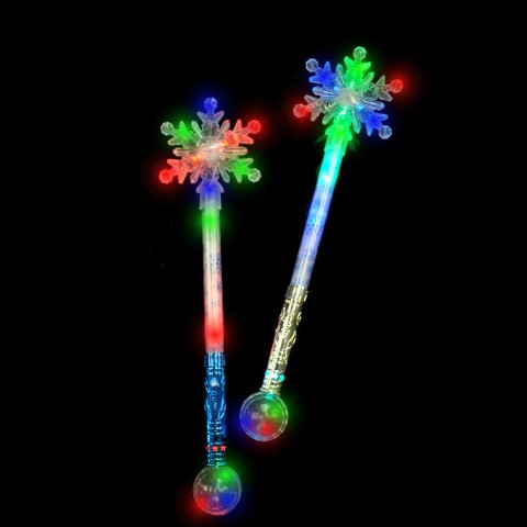 Snowflake Flashing Glitter Wand With Large Ball At Bottom - Pack Of 12