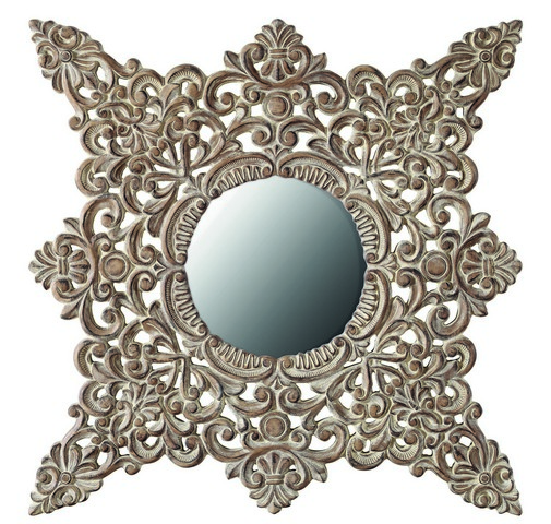 Galaxy Home Decorations G062 Crown Top Traditional Brown Wall Mirror - 47.6 X 47.6 X 1.6 In.