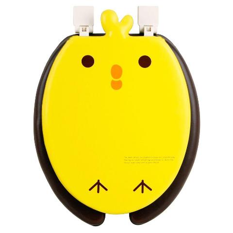 052647 Happy Seat Chick Soft Padded Round Toilet Seat With Plastic Hinges, Yellow & Brown