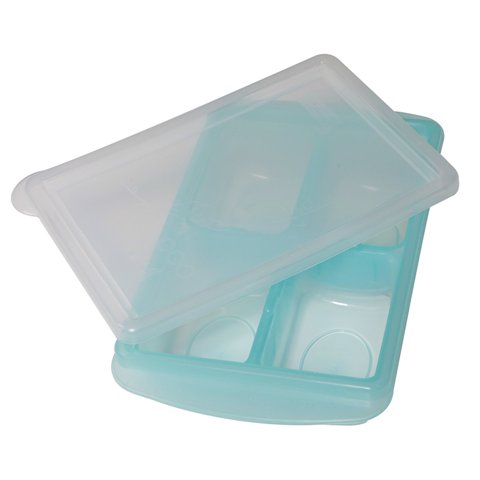 Rb-04 Easily Pop Out 4 Compartment Ice Cube Bpa-free Pe Tray With Clear Lid In Blue