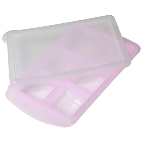 Rb-06 Easily Pop Out 6 Compartment Ice Cube Bpa-free Pe Tray With Clear Lid In Pink