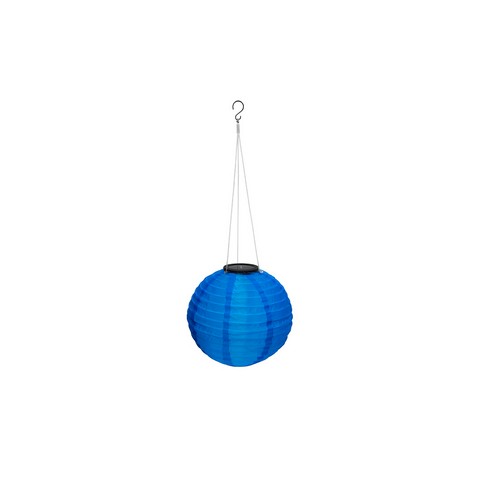 Solar Powered Led Blue Fabric Hanging Lantern