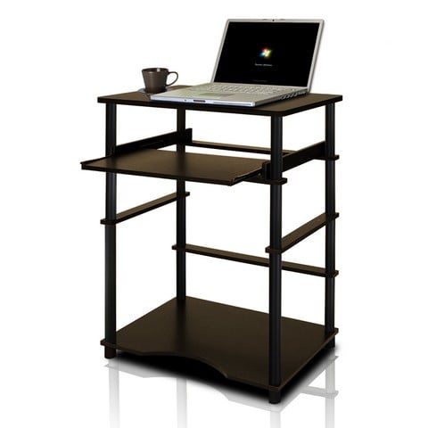 Home Laptop Notebook Computer Desk, Espresso & Black - 29.6 X 23.6 X 15.6 In.