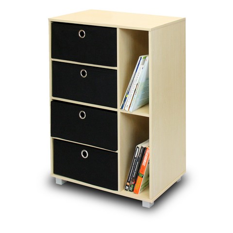 Multipurpose Storage Cabinet With 4 Bin-type Drawers, Steam Beech & Black - 33.1 X 23.6 X 11.8 In.