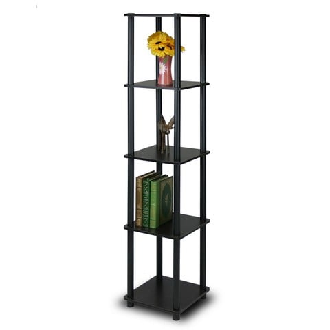 Turn-n-tube 5-tier Corner Square Rack Display Shelf, Espresso & Black - 57.7 X 11.6 X 11.6 In.