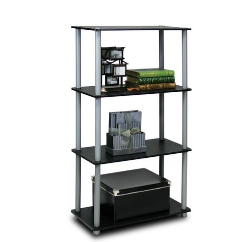 Turn-n-tube 4-tier Multipurpose Shelf Display Rack, Black & Grey - 43.25 X 23.6 X 11.6 In.