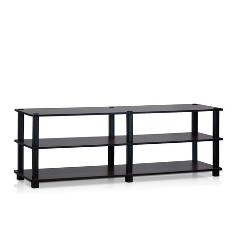 Turn-s-tube No Tools 3-tier Entertainment Tv Stands, Dark Cherry & Black - 15.4 X 47.2 X 11.6 In.