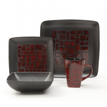 79697.16 Elite Cabazon Dinnerware Set, Red - 16 Piece