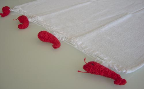 Ttt-010 Hand Crocheted Lobster Tea Towel