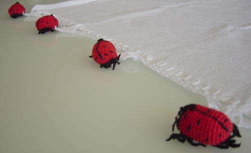 Ttt-029 Hand Crocheted Lady Bug Tea Towel