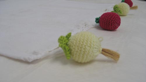 Ttt-050 Hand Crocheted Onion & Radish Tea Towel