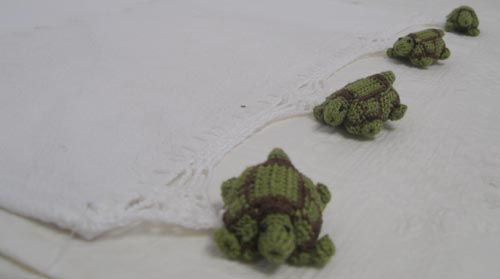 Ttt-060 Hand Crocheted Green Turtle Tea Towel, Green