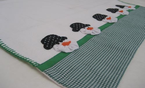 Ttt-094 Hand Crocheted Snowman Fuxico Tea Towel