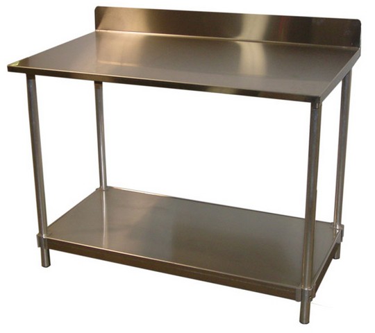 Prairie View 14gastbs303460 14 Gauge Stainless Top Table With Backsplash, 34 To 35.5 X 30 X 60 In.