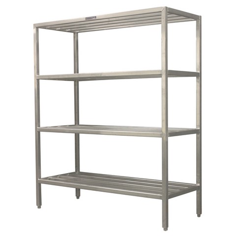 Prairie View Swb204836-2 Aluminum Institutional Square Bar Shelving With 2 Tier - 48 X 20 X 36 In.