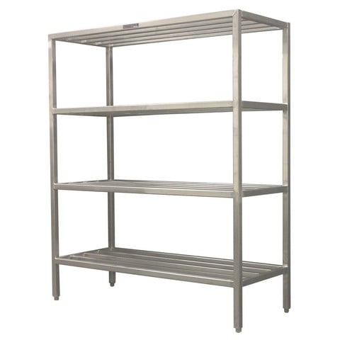Prairie View Swb204842-2 Aluminum Institutional Square Bar Shelving With 2 Tier - 48 X 20 X 42 In.