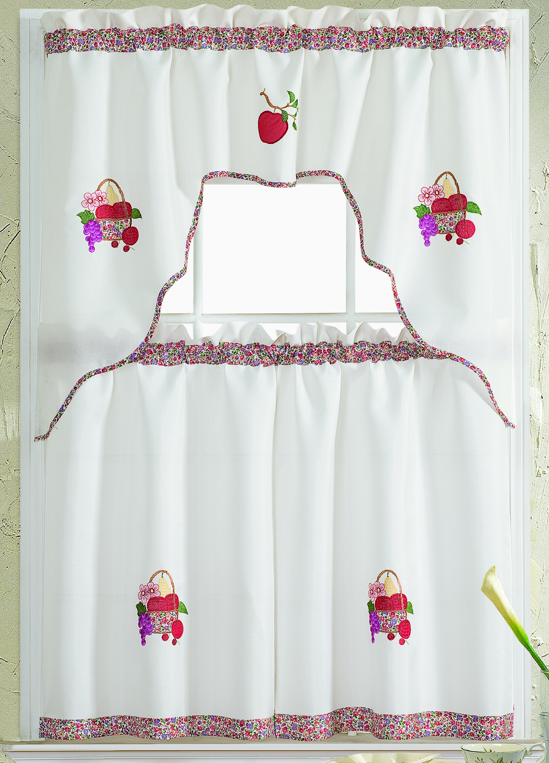Grand Fruit Embroidered Kitchen Curtain