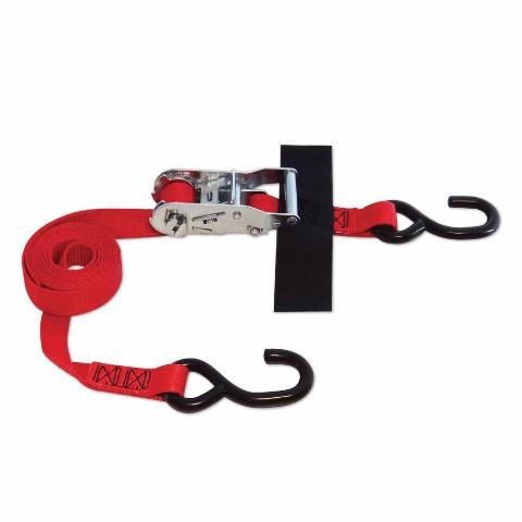 1 X 8 In. S-hook Strap With Hook & Loop Storage Fastener, Ratchet Red