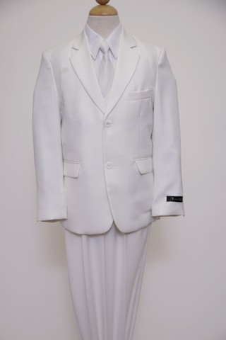2 Button Front Closure Interior Pick Stitching Boys Suits White - 3