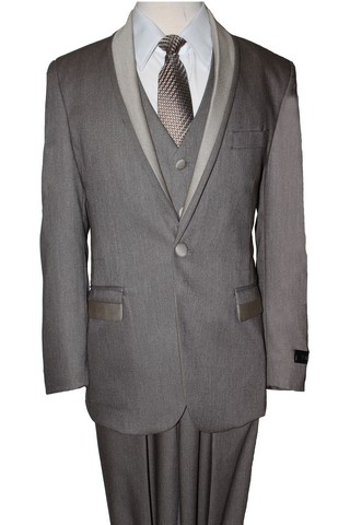 Tazio 1 Button Vested Notch Lapel Boys Suits, Cafe - 8