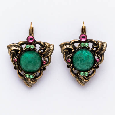 We10m 1 In. Crystals 14k Gold Plating Vintage Earring, Green