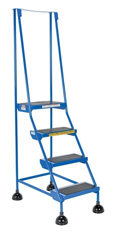 4 Step Spring Loaded Roll Ladder, Blue