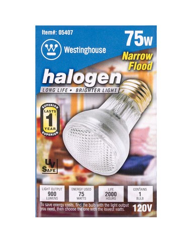 05407 75 Watt 900 Lumens Indoor Narrow Flood Halogen Lamp