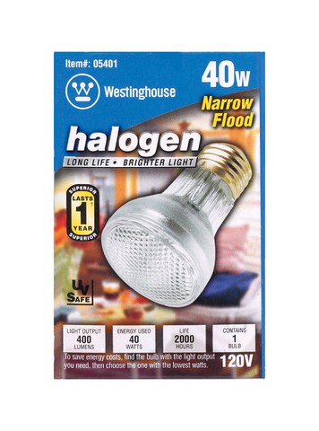 05401 40 Watt 400 Lumens Indoor Narrow Flood Halogen Lamp