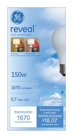 16703 Reveal 150 Watt Incandescent Reading Light Bulbs - Pack Of 6
