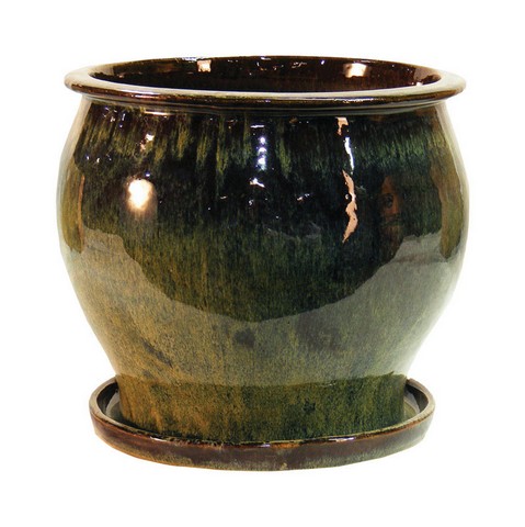Db10021-08i 8 In. Green Solid Studio Glazed Planter - Pack Of 2