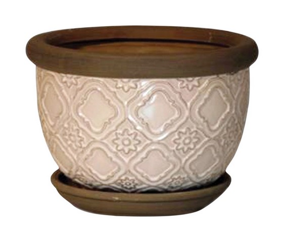 Cr10147-08a 8 In. White Medallion Planter - Pack Of 2