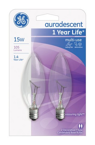 75256 15fc-av Decorative Flame Shape Light Bulbs With Candelabra Base - Pack Of 2