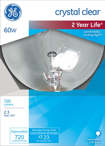 14187 G40 5 In. Clear Decorative 60 Watt Globe Bulb - Pack Of 6