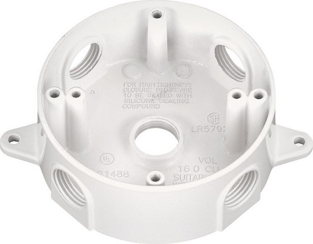 143854wh 4.18 In. White Round Weatherproof Outlet Box