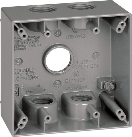 14353-5 2 Gang Gray Square Weatherproof Outlet Box