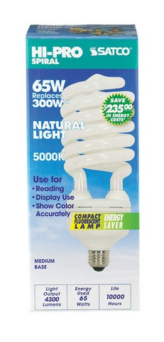 07386 Hi-pro 65 Watt Commercial Spiral Natural Light Cfl Light Bulb