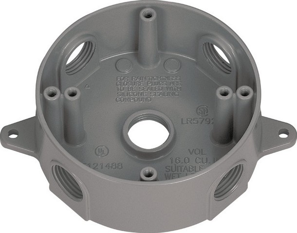 143854 4.18 In. Gray Round Weatherproof Outlet Box