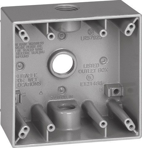 14350 2 Gang Gray Weatherproof Outlet Box