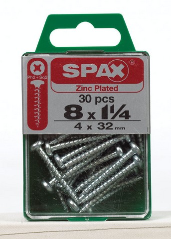 4111010400322 8 X 1.25 In. Multi Material Zinc Plated Screw- 30 Per Pack - Pack Of 5