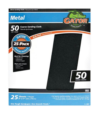 Gatorgrit 4247 50 Grit Emery Cloth Sanding Sheets- Pack Of 25