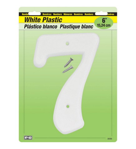 Hy-ko 30307 6 In. White Plastic Number 7 - Pack Of 5
