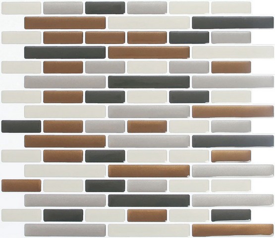 Peel & Impress 24030 Adhesive Wall Tile In Glass Brown Oblong