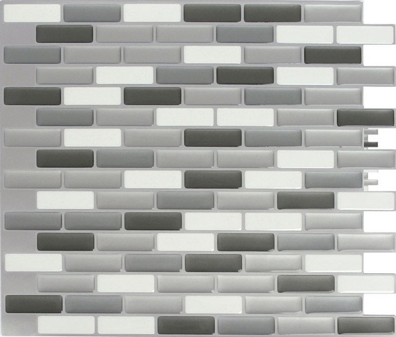 Peel & Impress 24086 Adhesive Wall Tile In Glass Grey Oblong