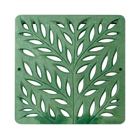 1218gr 12 In. Decorative Grate In Green With Botanical Leaf Design